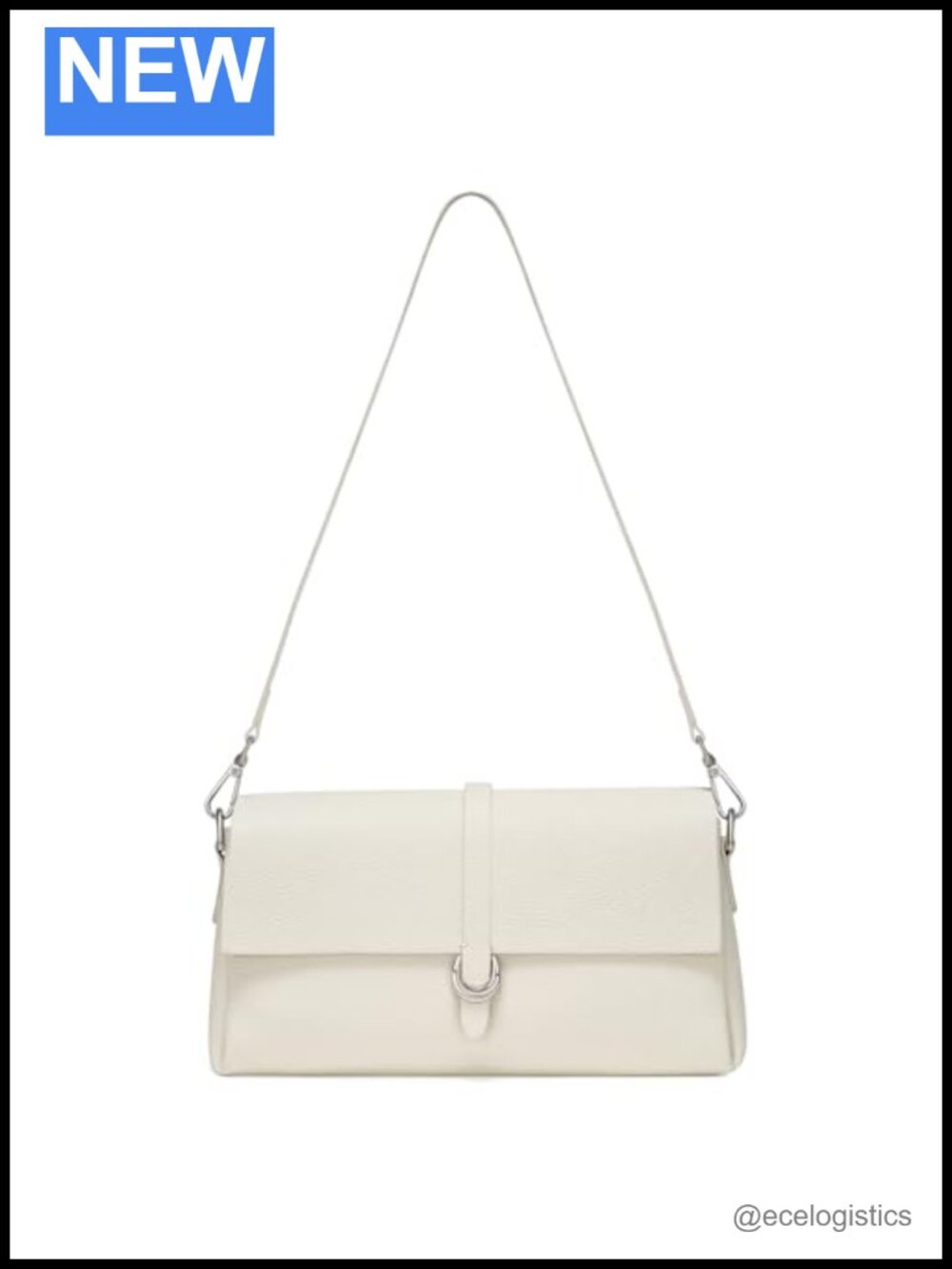 Genuine Leather White Shoulder Bag for Women Clutch Evening Purse
